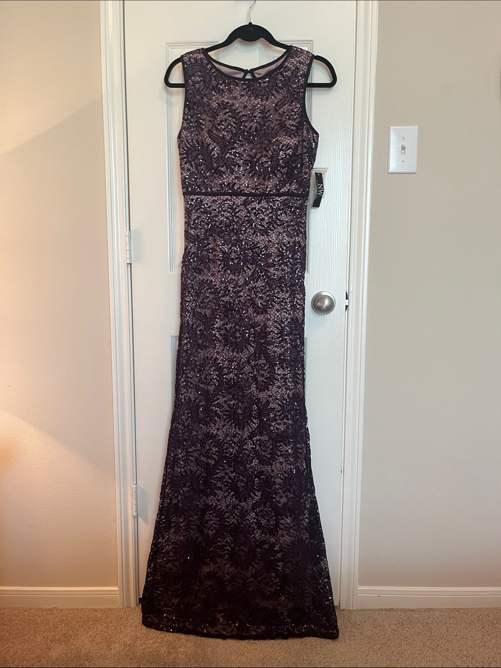 NWT NW Nightway Sequin Lace Long Gown